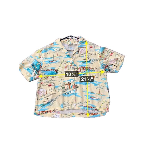 Vintage Holly Lane Retro Hawaiian Short Sleeve Button-Up Shirt Beach Print Sz M - Picture 7 of 9